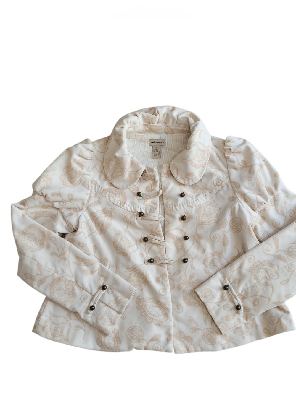 Anthropologie Elevenses Cream Latte Art Jacket Artsy Boho Size 4 - Picture 6 of 9
